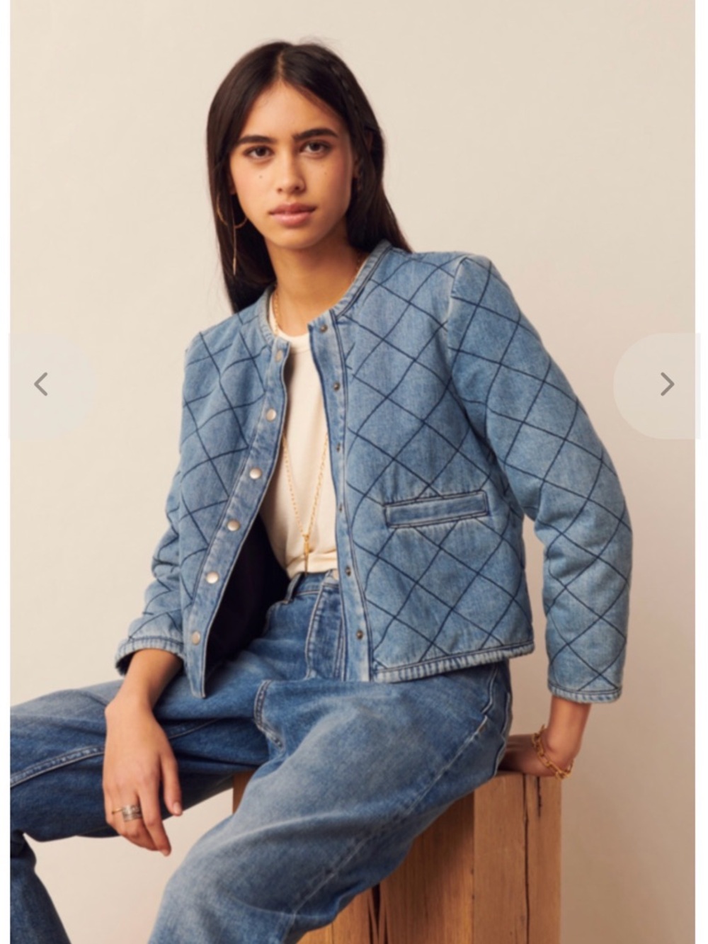 ba&sh Gibus Quilted Light Denim Jean Jacket